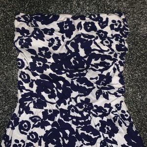 GAP BLUE AND WHITE STRAPLESS DRESS